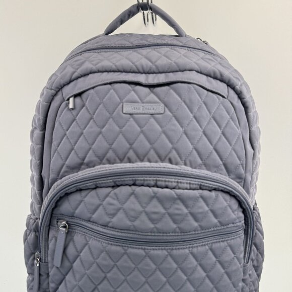 Vera Bradley Essential Large Backpack Gray Quilted Polka Dot Lining Zip Pockets - Picture 5 of 16